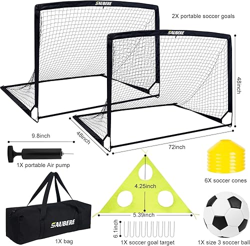 Miniatura 2 de 6x4 ft Kids Soccer Goals for Backyard Set of 2- Portable Pop Up Soccer Net for Backyard for Kids Toddler Youth, Soccer Training Equipment+ Soccer