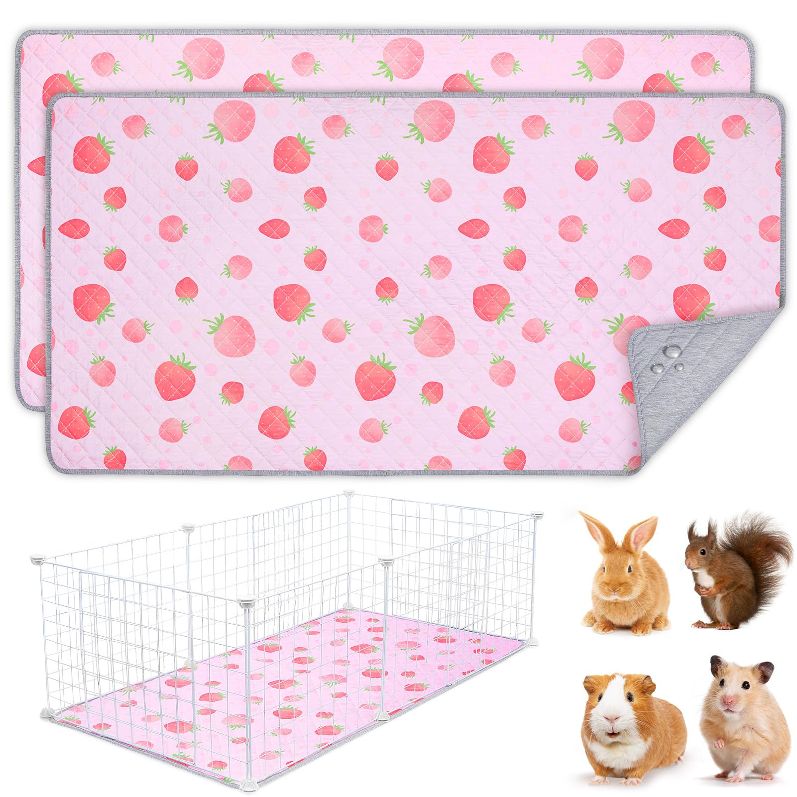 2 Pack Guinea Pig Cage Liner,Washable Guinea Pig Bedding,Reusable Guinea Pig Mat,Waterproof Super Absorbent Guinea Pig Mat,Brown,120x60CM — view 10