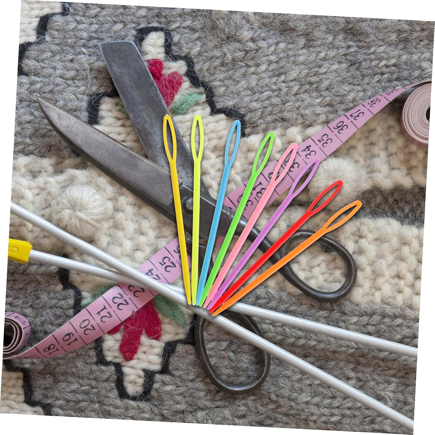 SEWOART Compact Yarn Needles Large Eye Multi-Purpose Plastic Sewing Needles for Knitting Crocheting and DIY