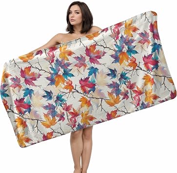 Vintage Fall Leaf Bath Towel Microfiber Coral Velet Decorative Large Towels for Bathroom Sports Gym Yoga