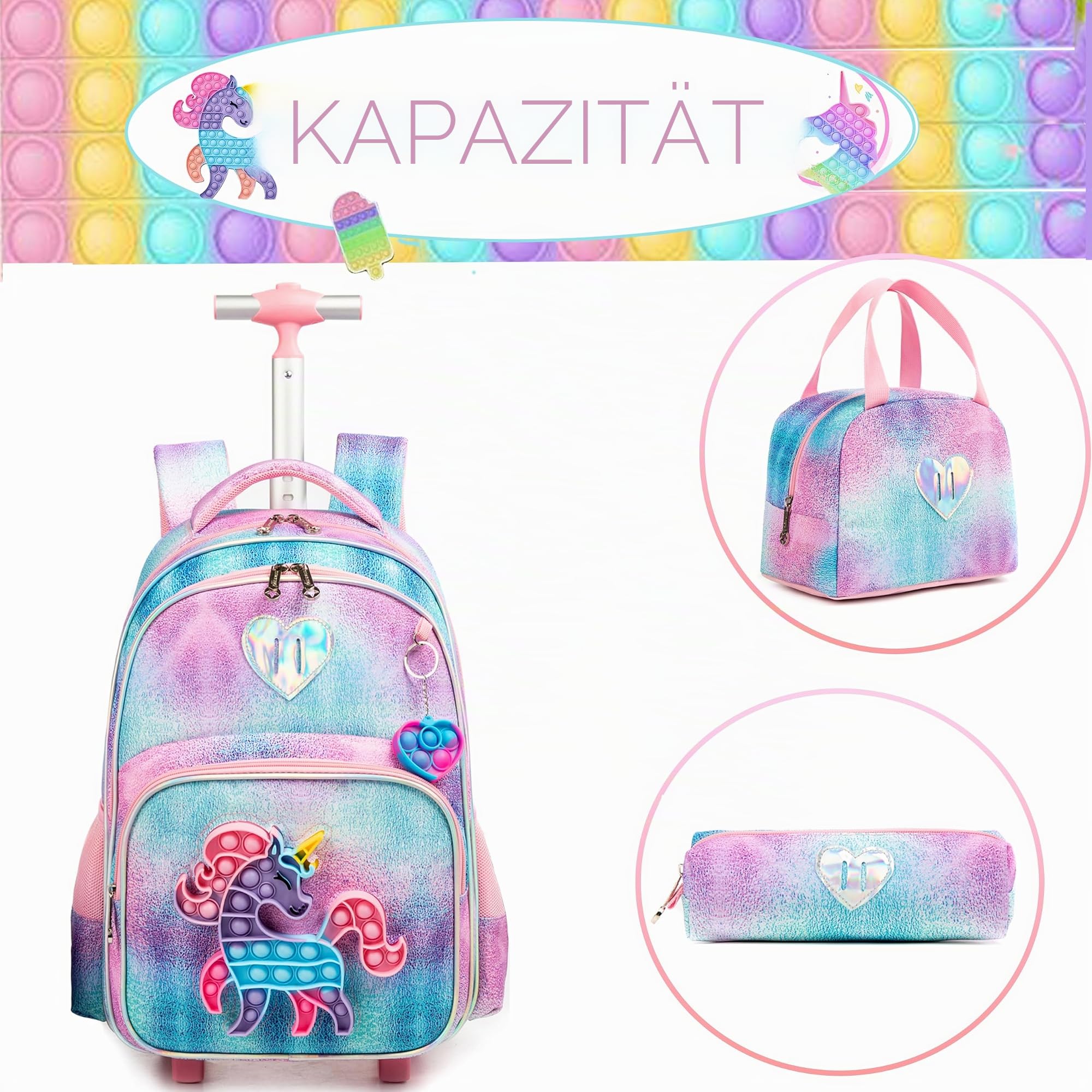 HTgroce Schulranzen Mit Rollen, Toy Schulranzen Trolley Kinder, Trolley Rucksack Mädchen, Anti Stress Spielzeug Schultasche Zum Ziehen Mädchen