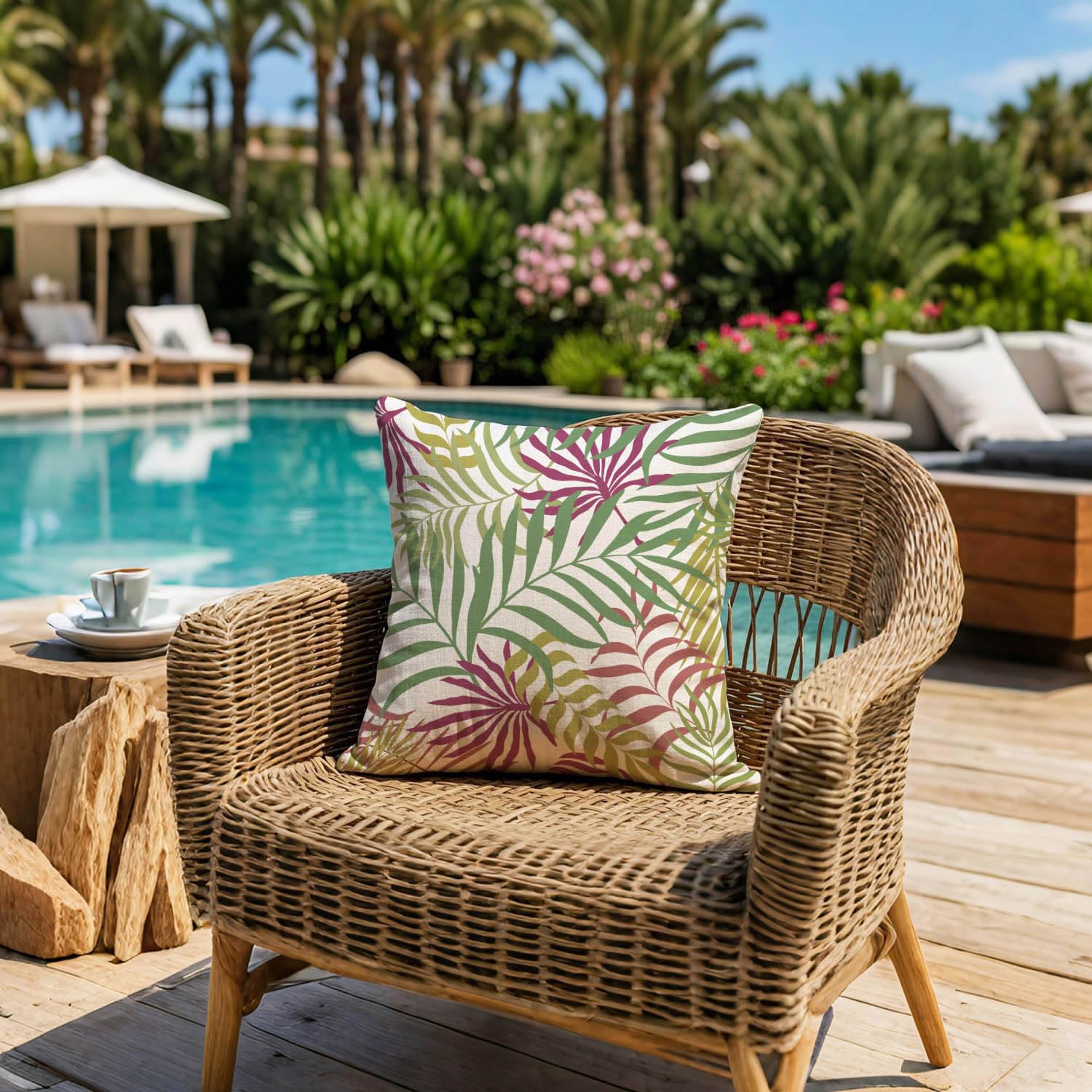 Coussin Extérieur Imperméable Coussin Extérieur 45x45cm - Tissu Lotus Imperméable - Polyester - Lavable Machine - Design élégant Coussin D'extérieur 45x45cm Imperméable