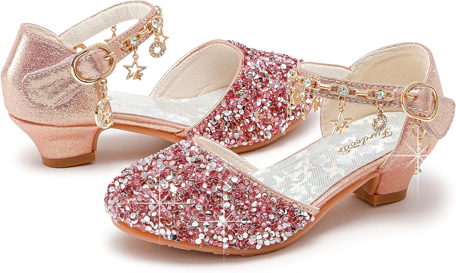 Furdeour Girls Dress Shoes Princess Crystal High Heels Closed Toe Party Wedding Flower Girls Shoes Toddler Little Big Kid - Image 7