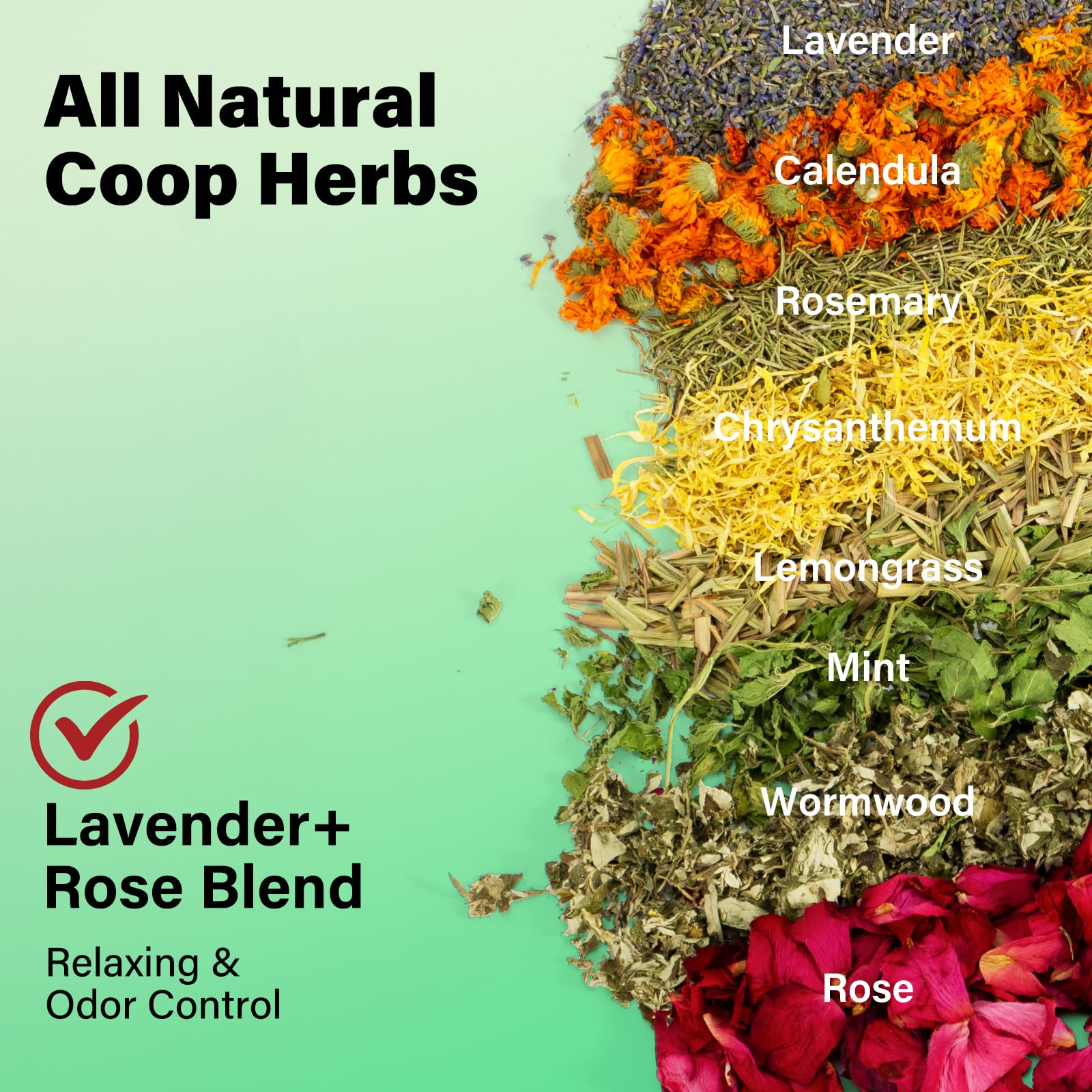 Erbe di nidificazione di pollo di alta qualità da 1200 ml – Miscela naturale essiccata, miscela di lavanda rosa e menta, aiuta a ridurre gli odori e rinfresca il coop naturalmente, erbe