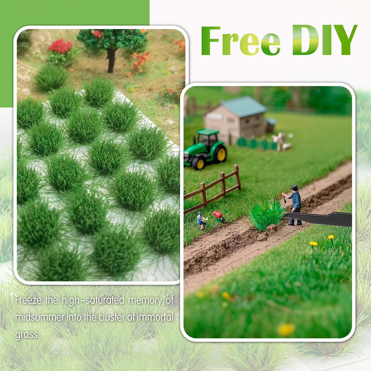 RHQFDM 32 Touffes D'Herbe Statique Pour Modélisme - Herbe Miniature Réaliste Été Pour Paysages, Trains, Bricolage Et Décorations Miniatures