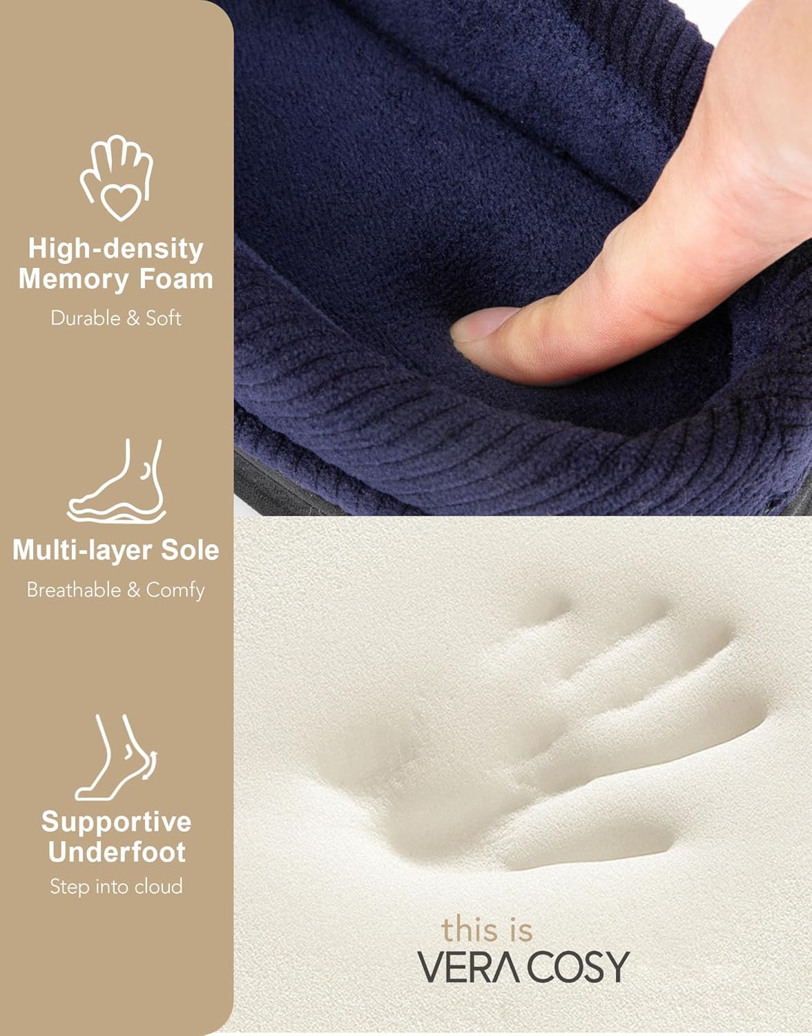 VeraCosy Men's Moccasin Slippers Comfy Soft Durable Slip-on Indoor Memory Foam House Shoes - Image 5