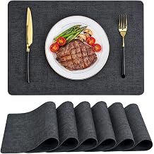 Bacgnyer Placemats Set of 6, Heat Stain Scratch Resistant, Dark Gray 6
