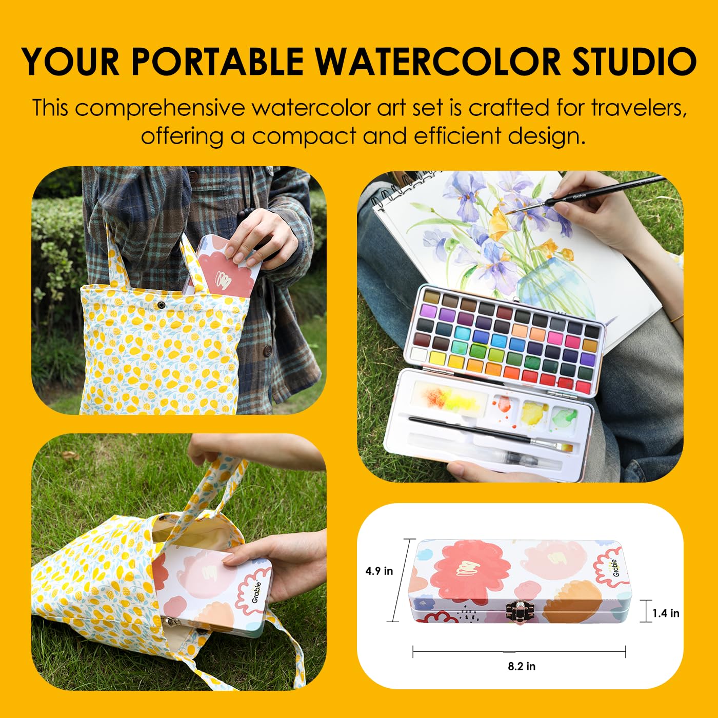 Amazon | Grabie 50色 水彩絵の具セット ディテールペイントブラシ付き
