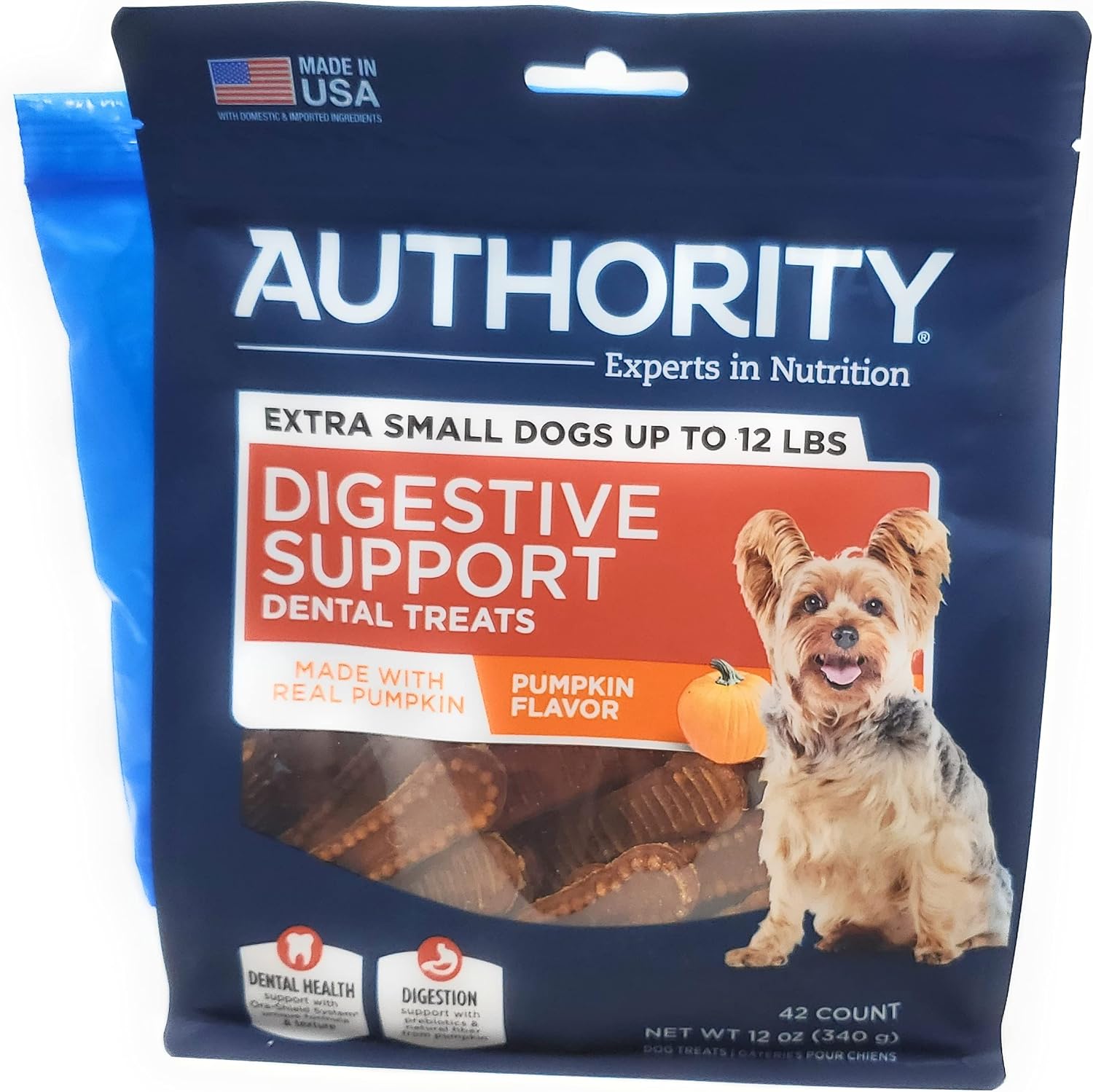 Authority Digestive Support Dog Dental Treats, Pumpkin