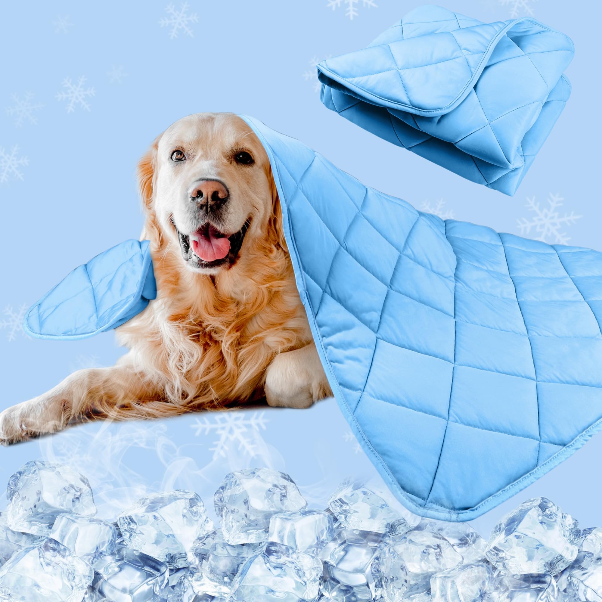 Pedobi Cooling Blanket for Dogs, Dog Cooling Mat & Bed, Q-MAX>0.42- Lightweight, Durable & Breathable Pet Throw for Sofa, Car and Furniture Protector, Reversible Design, Easy to Clean, 60"x80", Blue — image 1