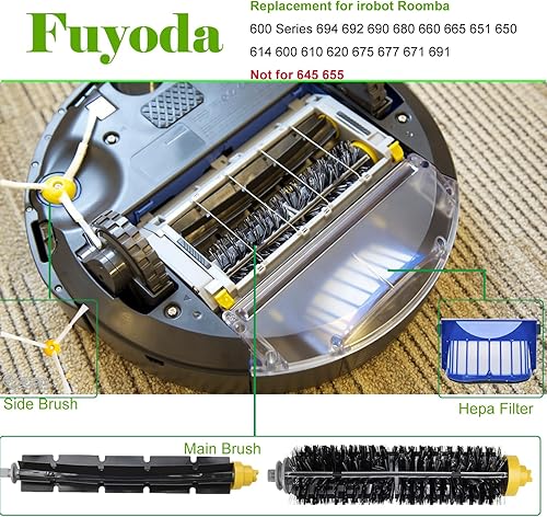 Miniatura 6 de Piezas de repuesto compatibles con iRobot Roomba 600 Series 614 618 620 630 650 651 665 680 690 692, filtro, cepillo lateral, accesorios de cepillo