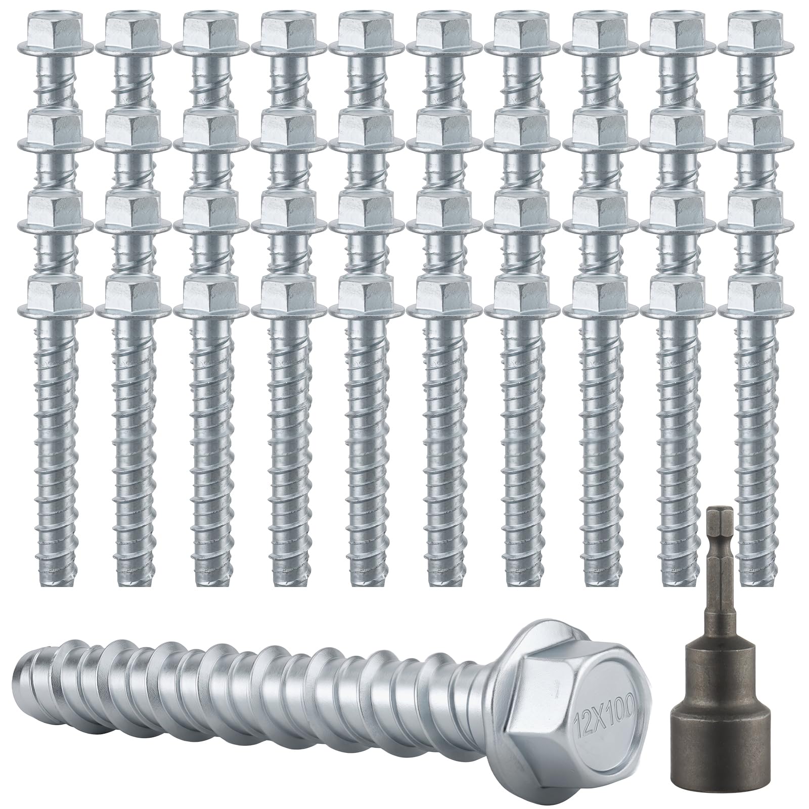 40 tornillos de hormigón de 0.5 x 4 pulgadas para anclaje a mampostería con