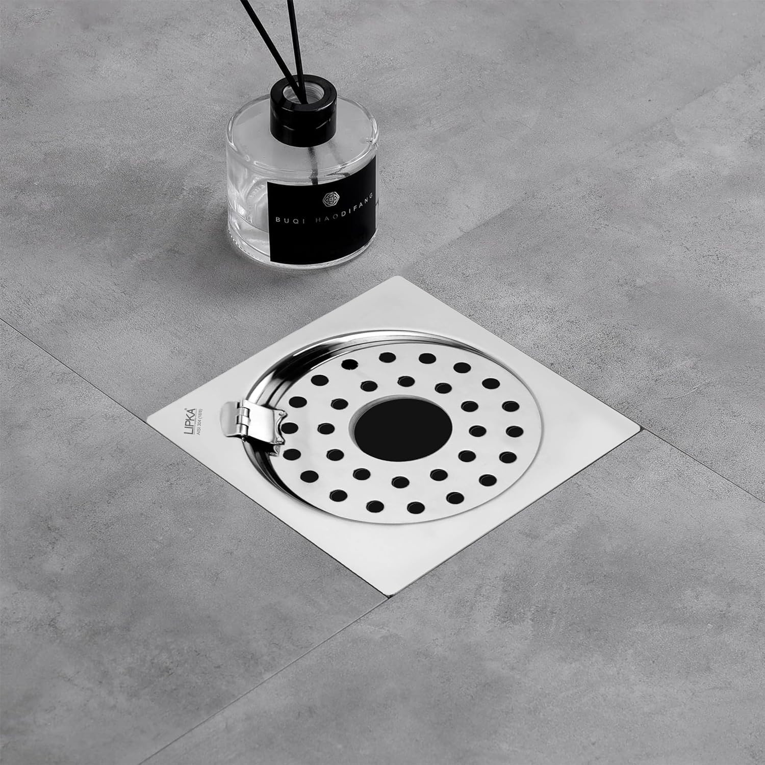 LIPKA Eon Square Flat Cut with Plain Jali Floor Drain |Premium Stainless Steel |6 x 6 Inches| with Hinge & Hole| (B083ZGKG5F) Amazon Price History, Amazon Price Tracker