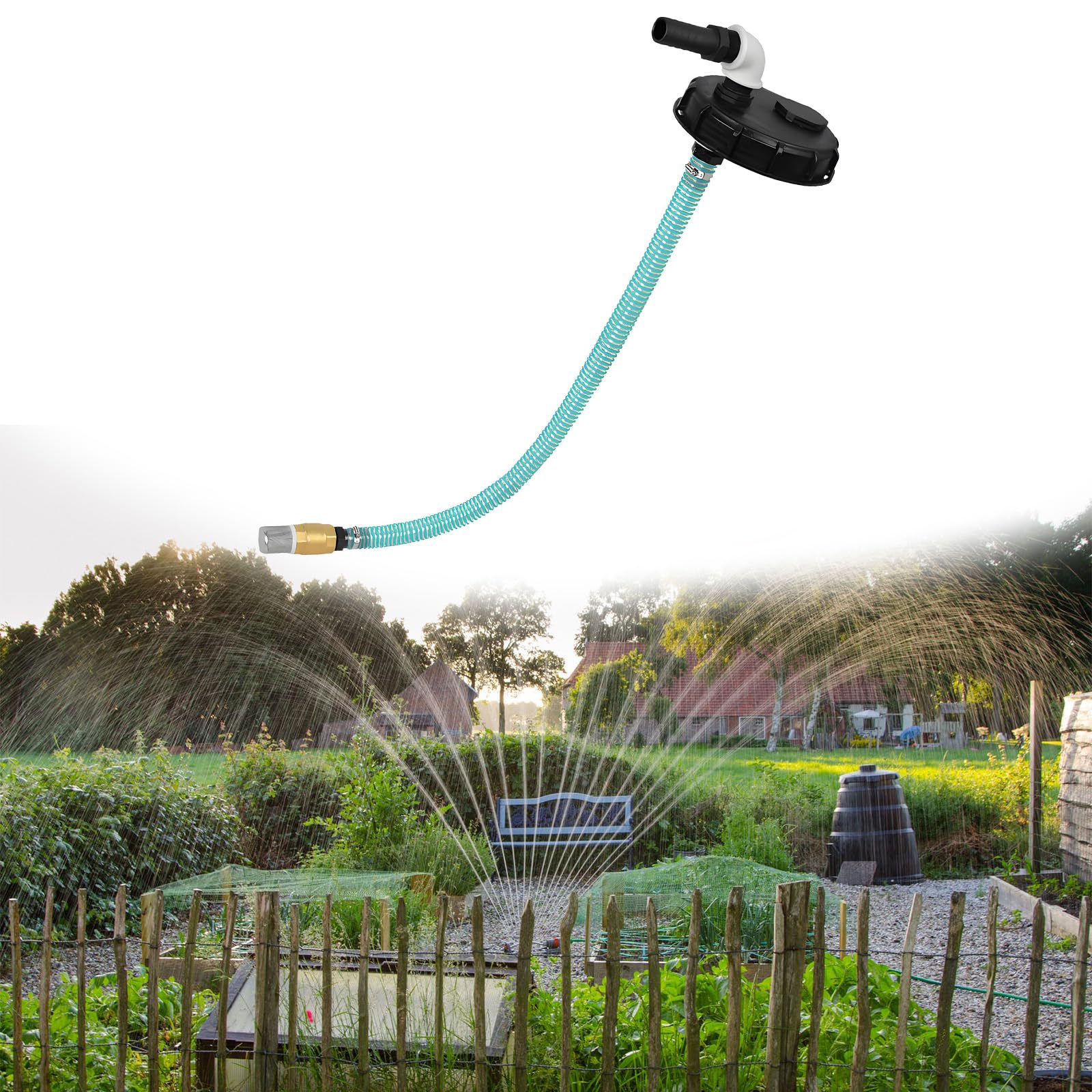 Conjunto de conector de riego con salida de manguera para riego de jardín al aire libre y uso doméstico DN150 PP tapa de rosca redonda