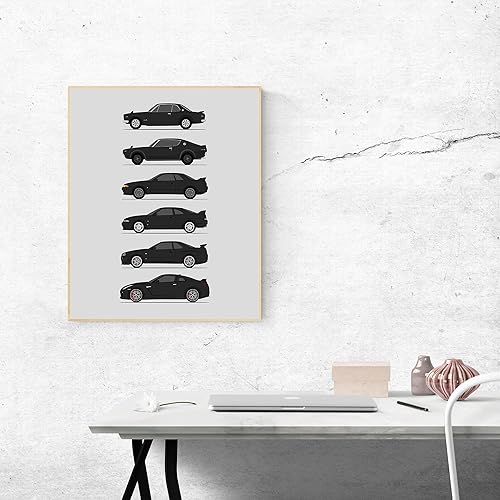 Miniatura 53 de Handmade Poster compatible with Nissan Skyline GT-R Print of Nissan Skyline GTR (KPGC10, KPGC110, R32, R33, R34, R35) - Red, 11x14" Metallic Print