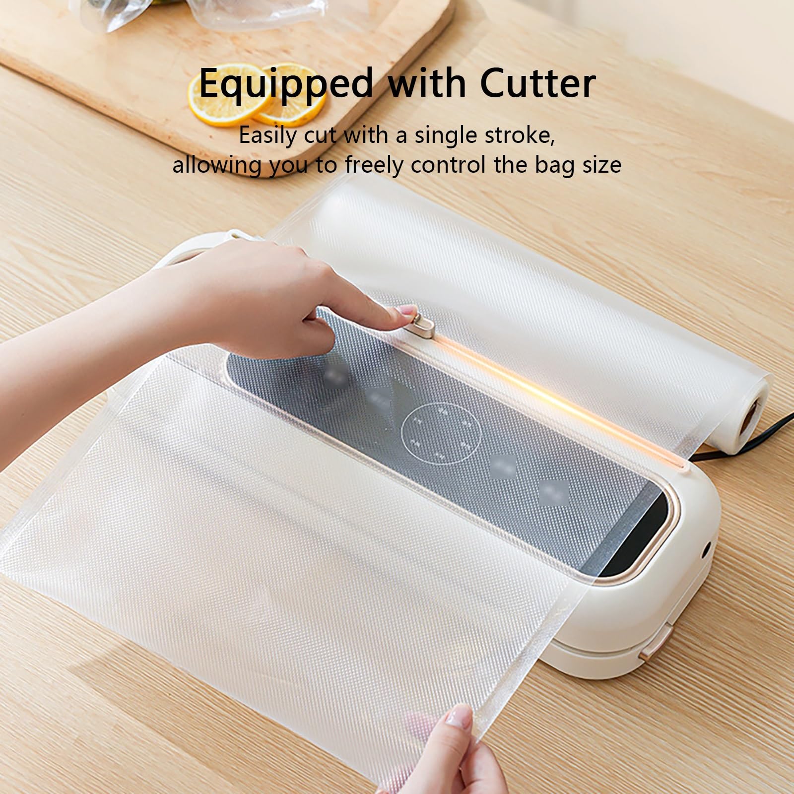 Scellante Sous Vide Automatique avec Coupe-sac Intégré, Aspiration Puissante pour La Conservation Des Aliments, Appareil de Cuisine Compact(Gray)