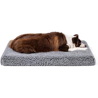 PELZIN 10 cm Chew-proof Dog Bed - Orthopaedic Dog Bed for Dog Crate - Fluffy Dog Mat for Strong Chewers - Ideal for Large Breeds Fits in 92 cm Box - 89 x 59 x 10 cm Anthracite