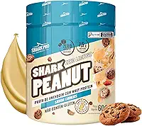 Shark Pro Pasta de Amendoim Gourmet Sabor Cookies com Whey Protein Shark Peanut - 7,5g de Proteína - Zero Glúten, Zero Lactose, Zero Adição de Açúcares - Pote 600g