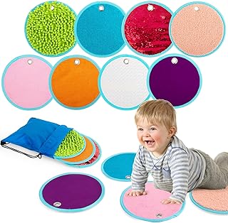 Sensory Mini Mats with Storage Bag Assorted Textured Play Mat Educational Tactile Sensory Toys for Autistic Children Kids Baby Toddler with Sensory Issues Fidgeting Activity(8PCS)