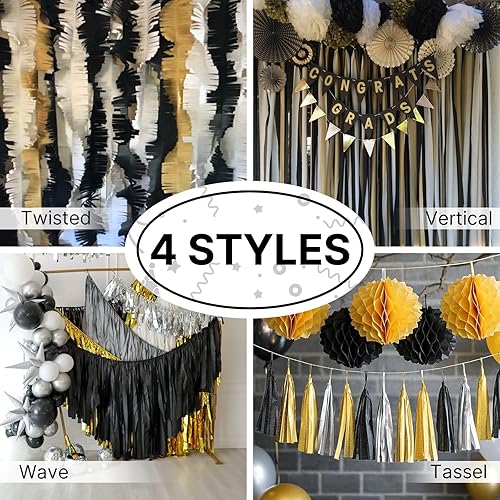 Miniatura 60 de PartyWoo Serpentinas de papel crepé morado, 8 unidades, 656 pies, paquete de serpentinas de papel crepé color morado oscuro claro, lavanda, blanco