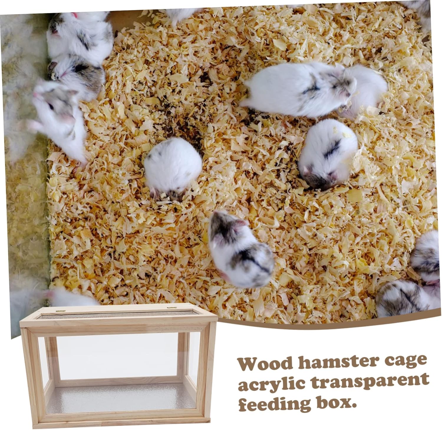 HANABASS Wooden Hamster Cage Acrylic Design Small Animal House Ventilated Habitat for Hamsters Gerbils and Mice