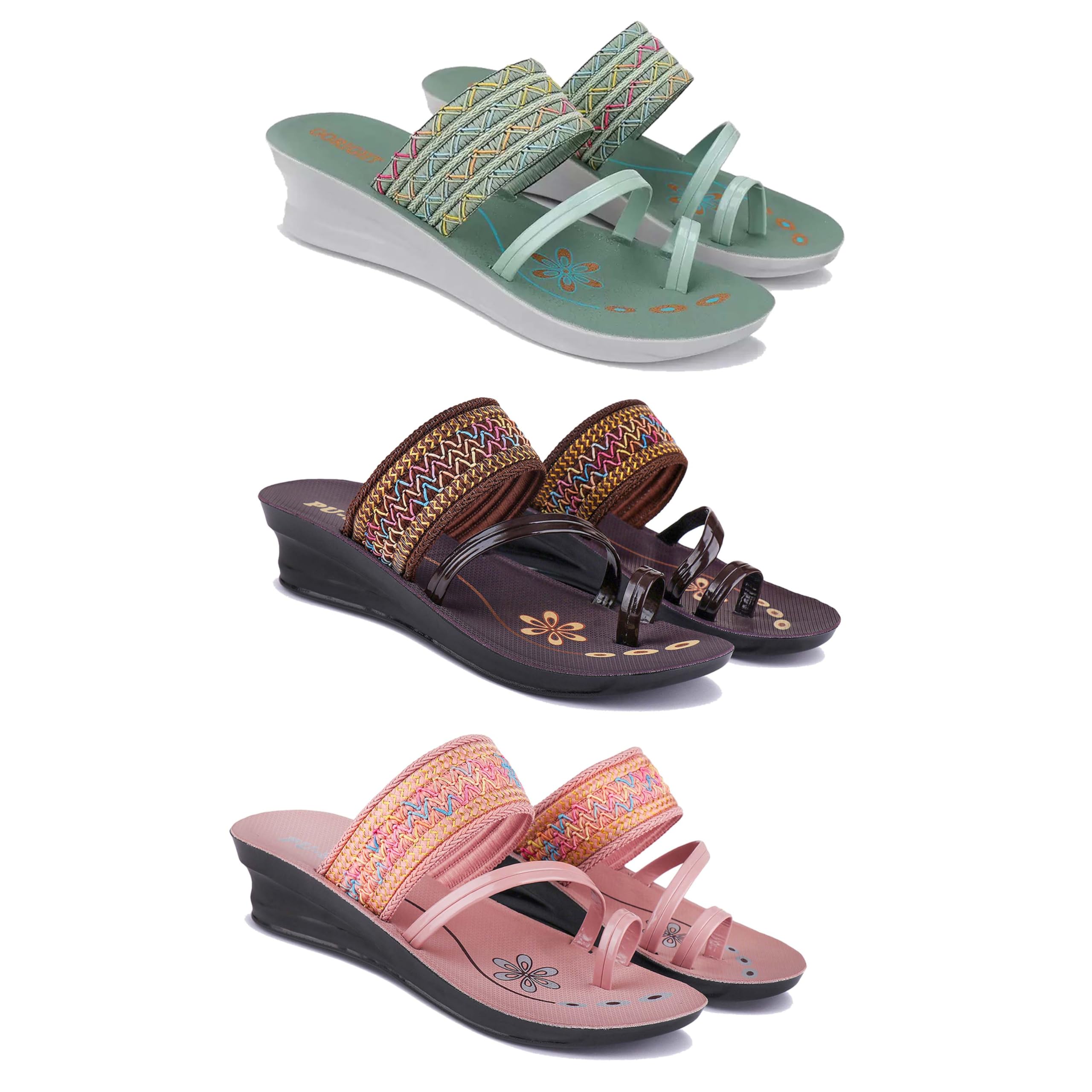 Women's Comfortable Sandal,Casual Lightweight Sandal for Everyday Wear for women's(GR-(COMBO-3)-1948-1951-1950)-image-21