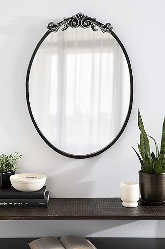 Miniatura 2 de Kate and Laurel Arendahl - Espejo de pared ovalado glamoroso adornado, 18 x 24, negro antiguo, hermoso espejo bohemio para pared