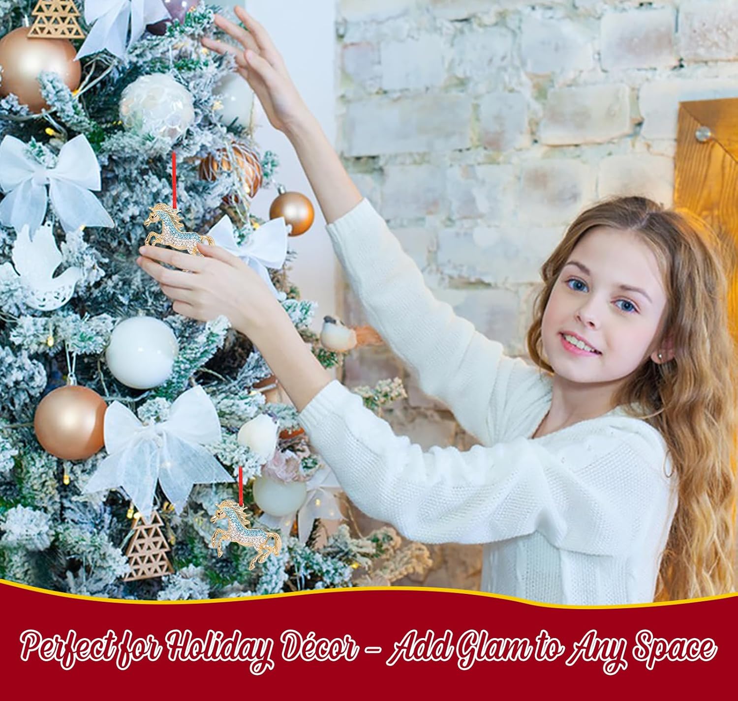 Horse Christmas Ornament - Metal Sparkly Rhinestones Breyer Horse Ornament for Christmas Tree Decorations - Cool Horse Lovers Christmas Holiday Keepsake Gifts for Women Girl Kids - Image 5