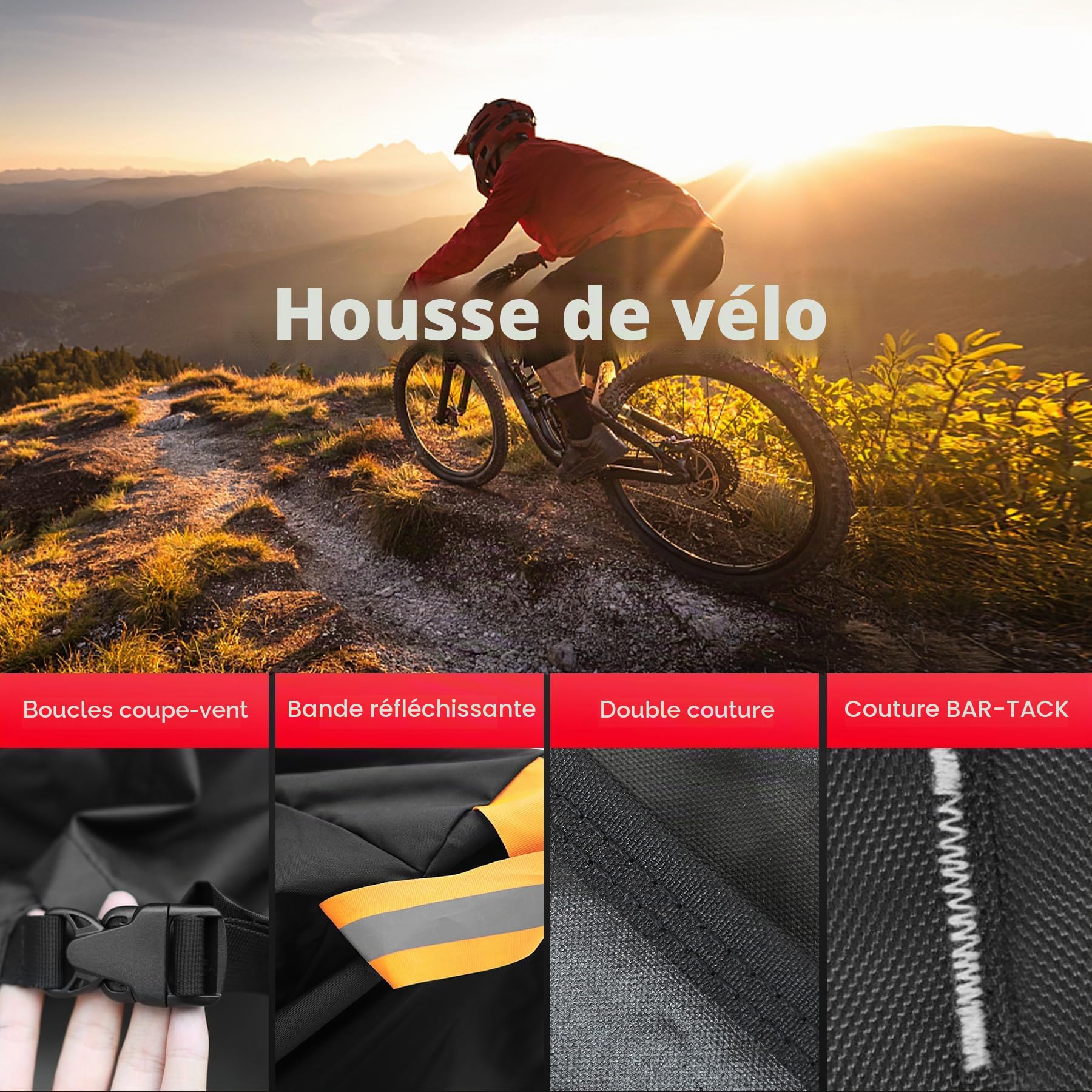 Zettum Housse de vélo pour Transport et Rangement Extérieur - Imperméable et Robuste, Revêtement PU 600D pour 3 Vélos sur Attelage de Voiture