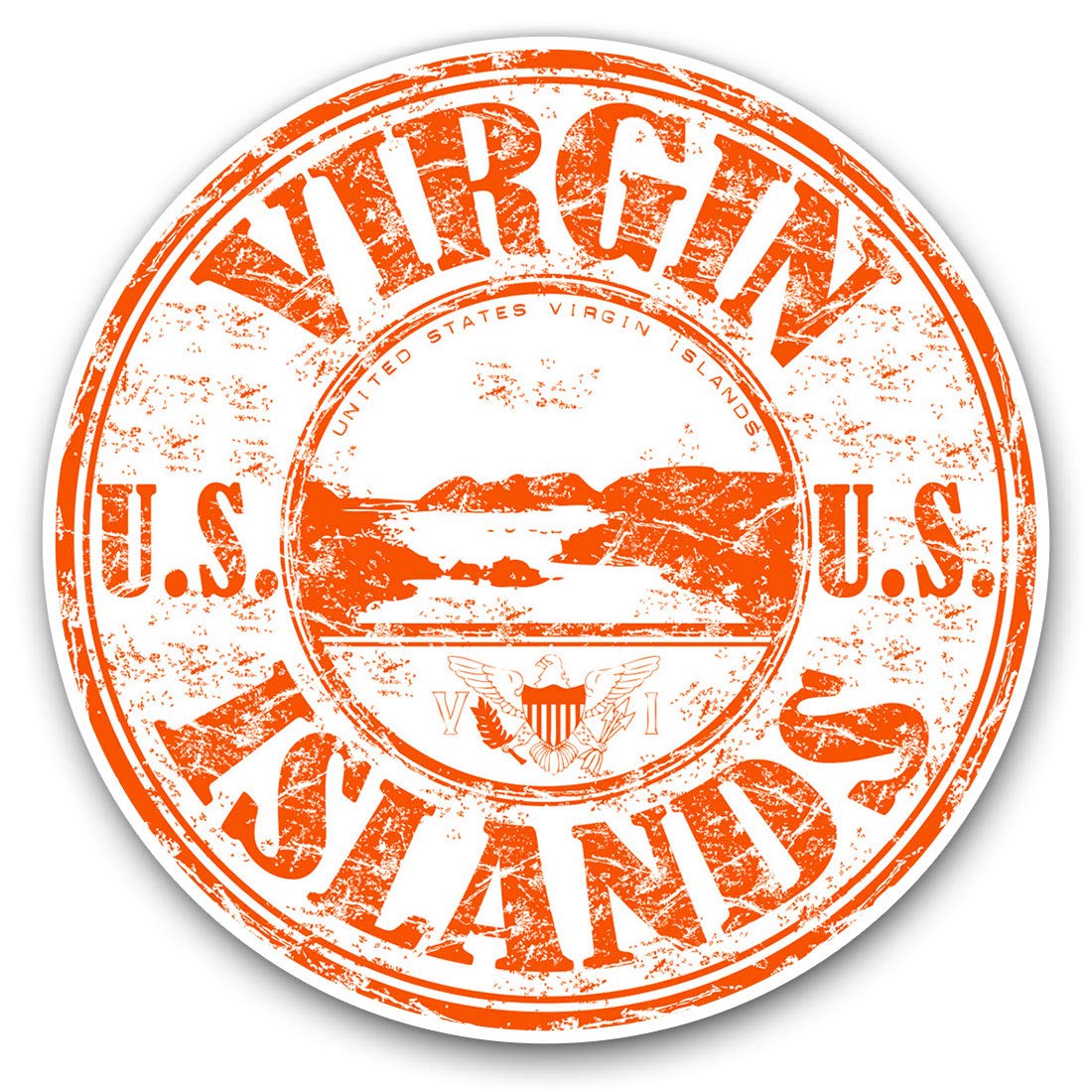 Destination Vinyl Ltd United States Virgin Islands Travel 5867 Vinyl Stickers (Set Of 2) 7.5Cm - United States Virgin Islands Travel #5867