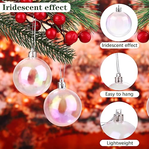 Miniatura 3 de ADXCO 16 adornos de bolas iridiscentes de Navidad, inastillables, bolas de árbol de Navidad, colgante decorativo de plástico transparente para