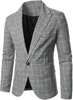 Blazer Jacket for Men Lightweight Notched Lapel One Button Classic Fit Sports Coats with Pockets for Work Business