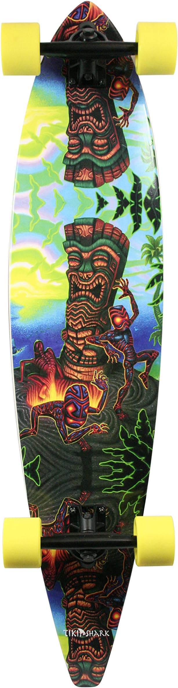 "Tikis at Night" Pintail Longboard Skateboard, 40"