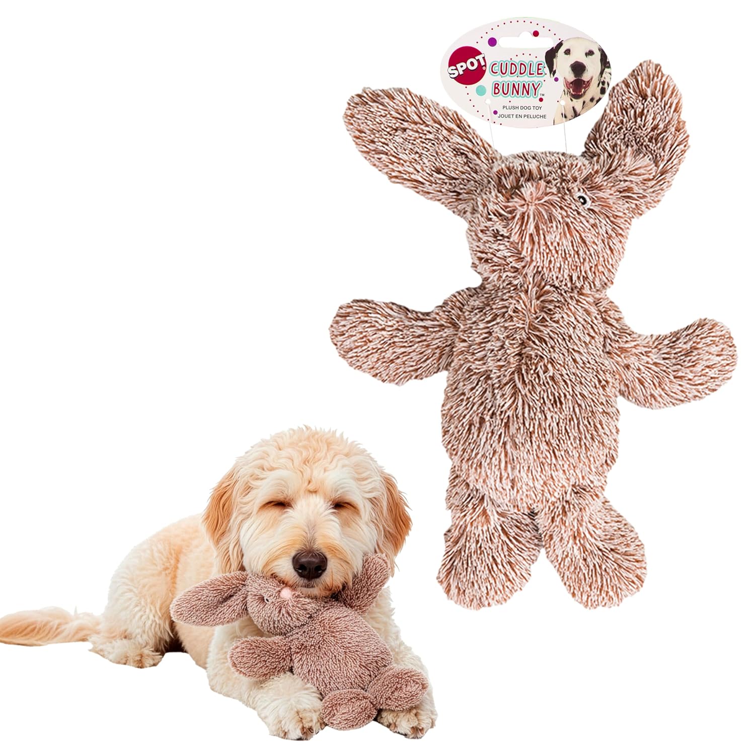 SPOT Cuddle Bunnies Dog Toy - Soft Plush Fabric Dog Toy with Squeaker Perfect for Cuddling Great for