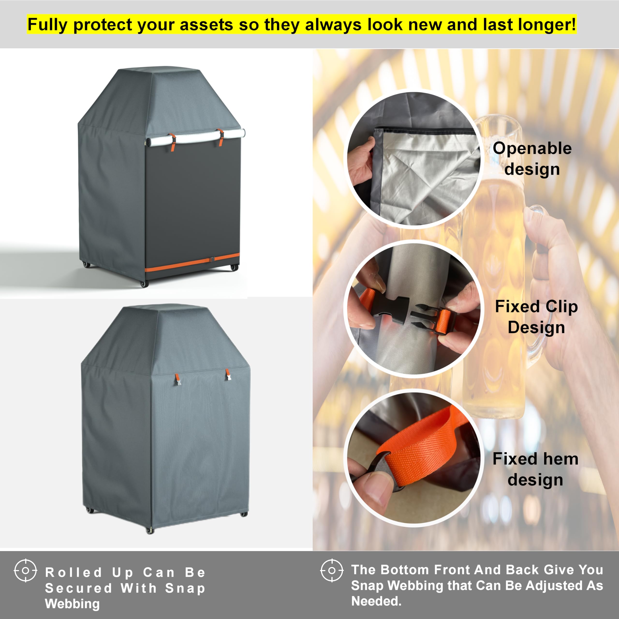 Cubierta para dispensador de cerveza con tela Oxford impermeable 600D para proteger la torre de cerveza al aire libre o interior, 26.8 x 26.8 x 45.7 pulgadas