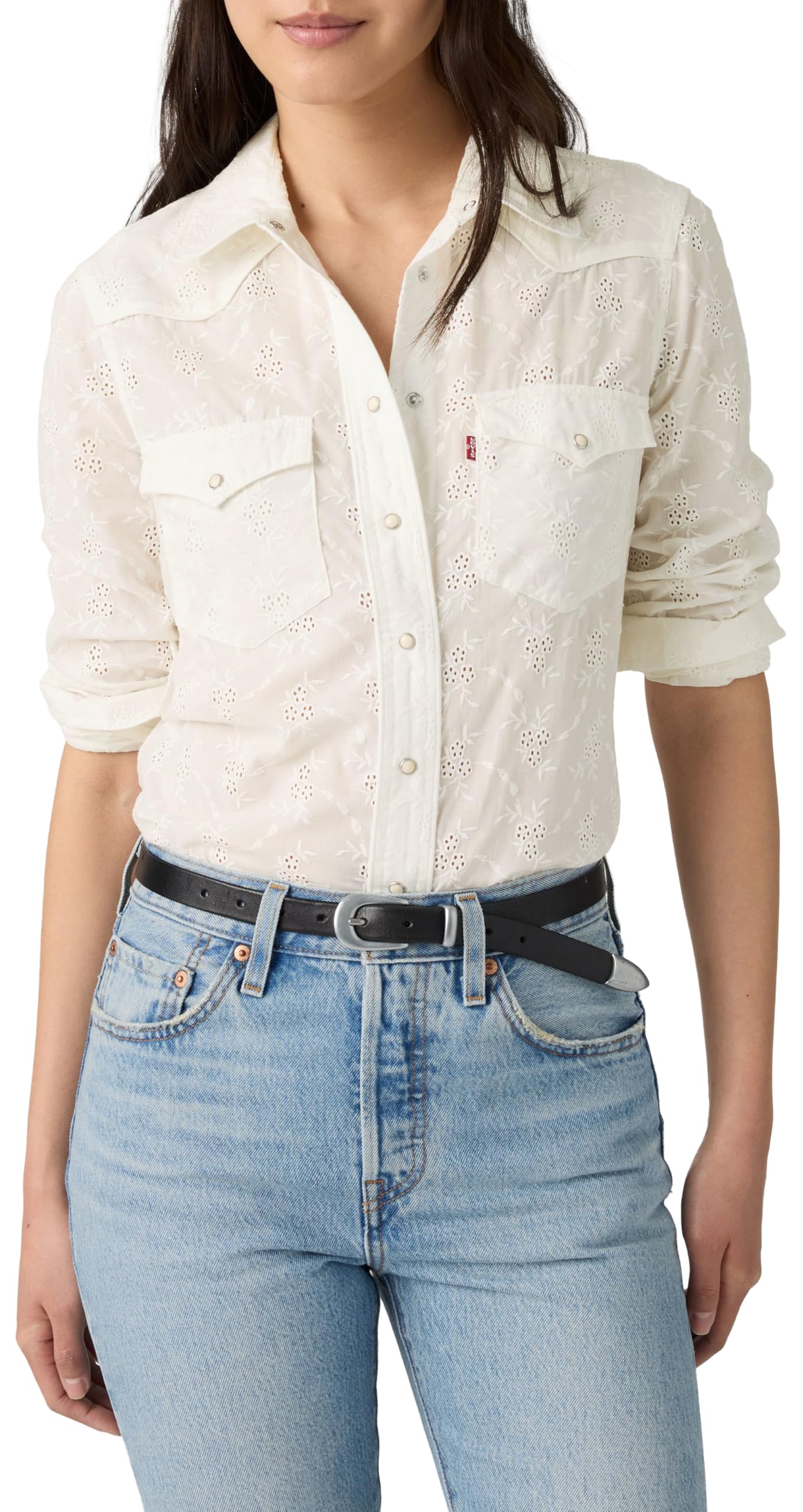 Levi's Women's Heritage Western Eyelet Shirt Button Down Shirt (Pack of 1)