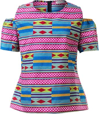 SHENBOLEN Women African Print Shirt Slim Fit Clubwear Party Shirt Blouse Top