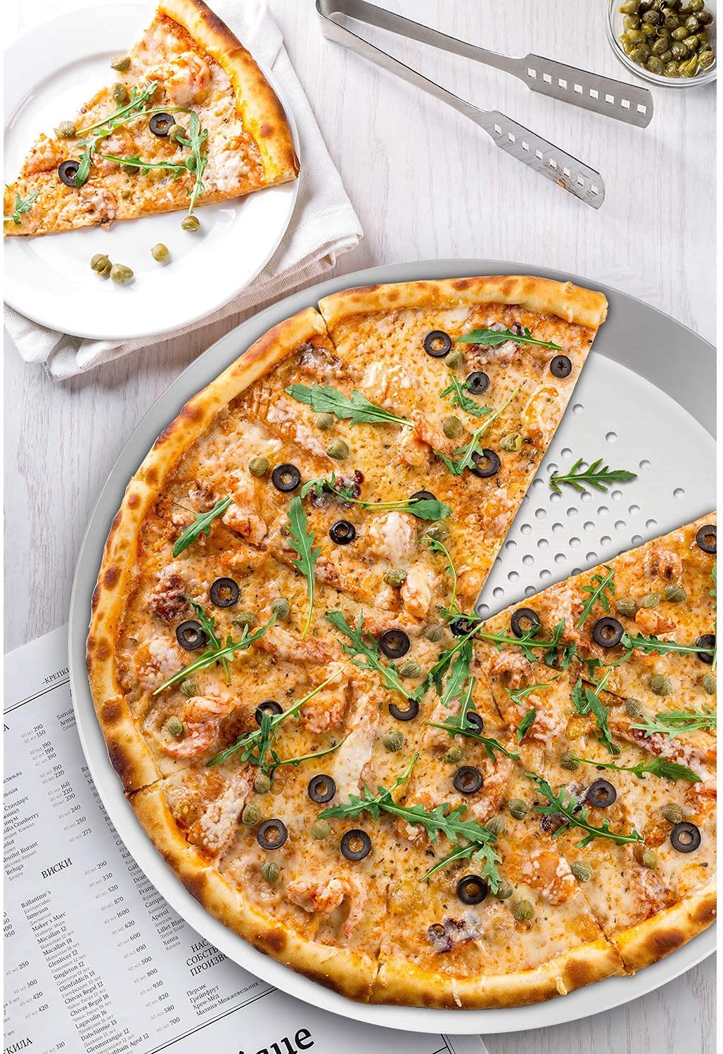 NILKANTH® 12-Inch Pizza Baking Pan | Heavy-Duty Aluminum Alloy Round Pizza Tray with Vented Holes for Even Crisping | Nonstick, Pizza Crisper Plate for Oven Baking (Silver) 3