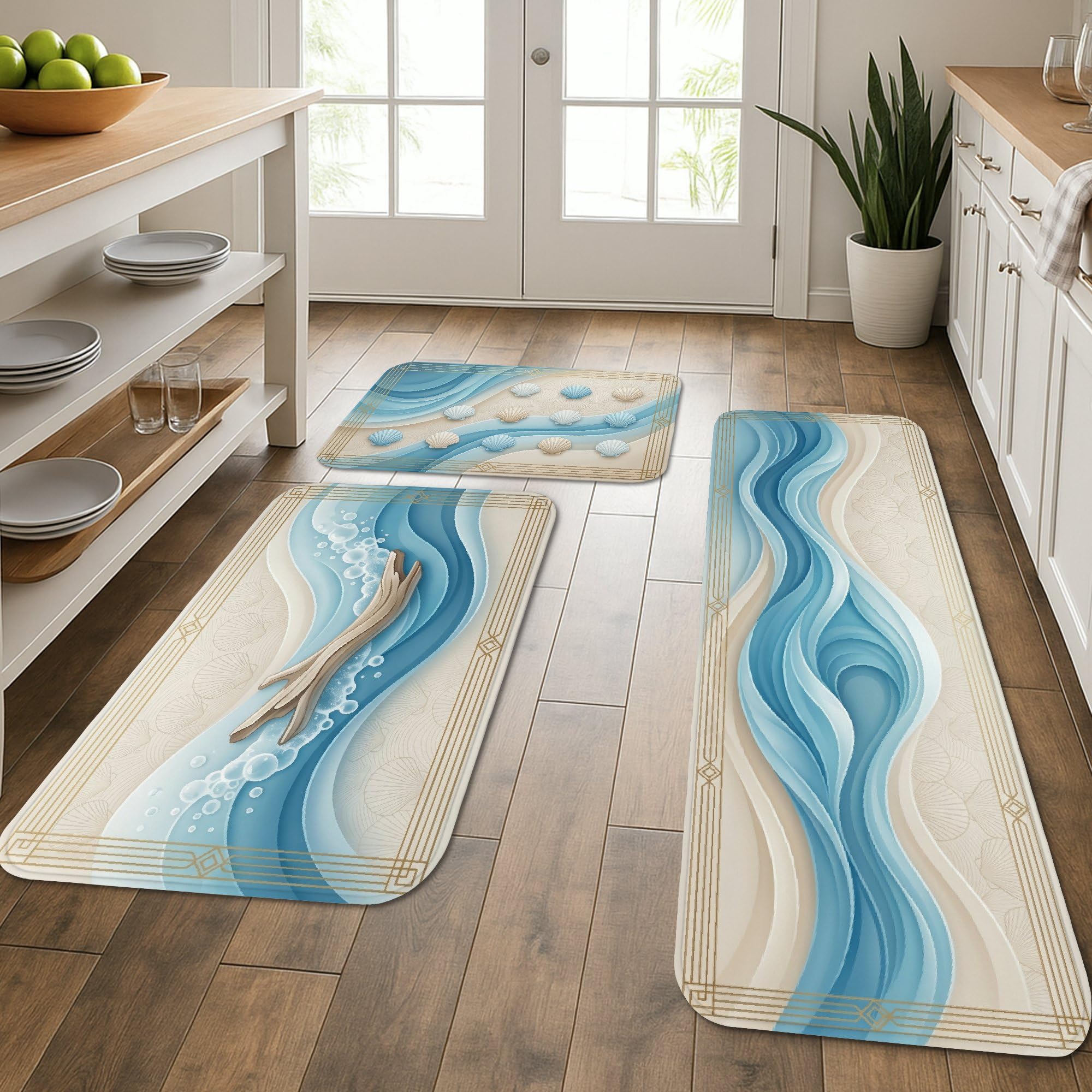 Tapis de cuisine vagues pour une ambiance de printemps douce et sereine
