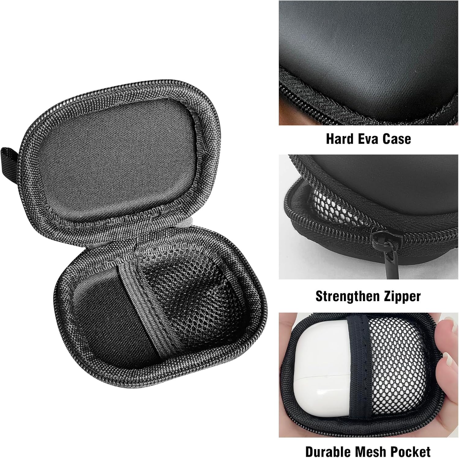 Earbud Case AirPods Case, Earphone Case Hard Earbud Holder Cell Phone Accessories Organizer for Earbuds, SD Memory Card(Black) - Image 2