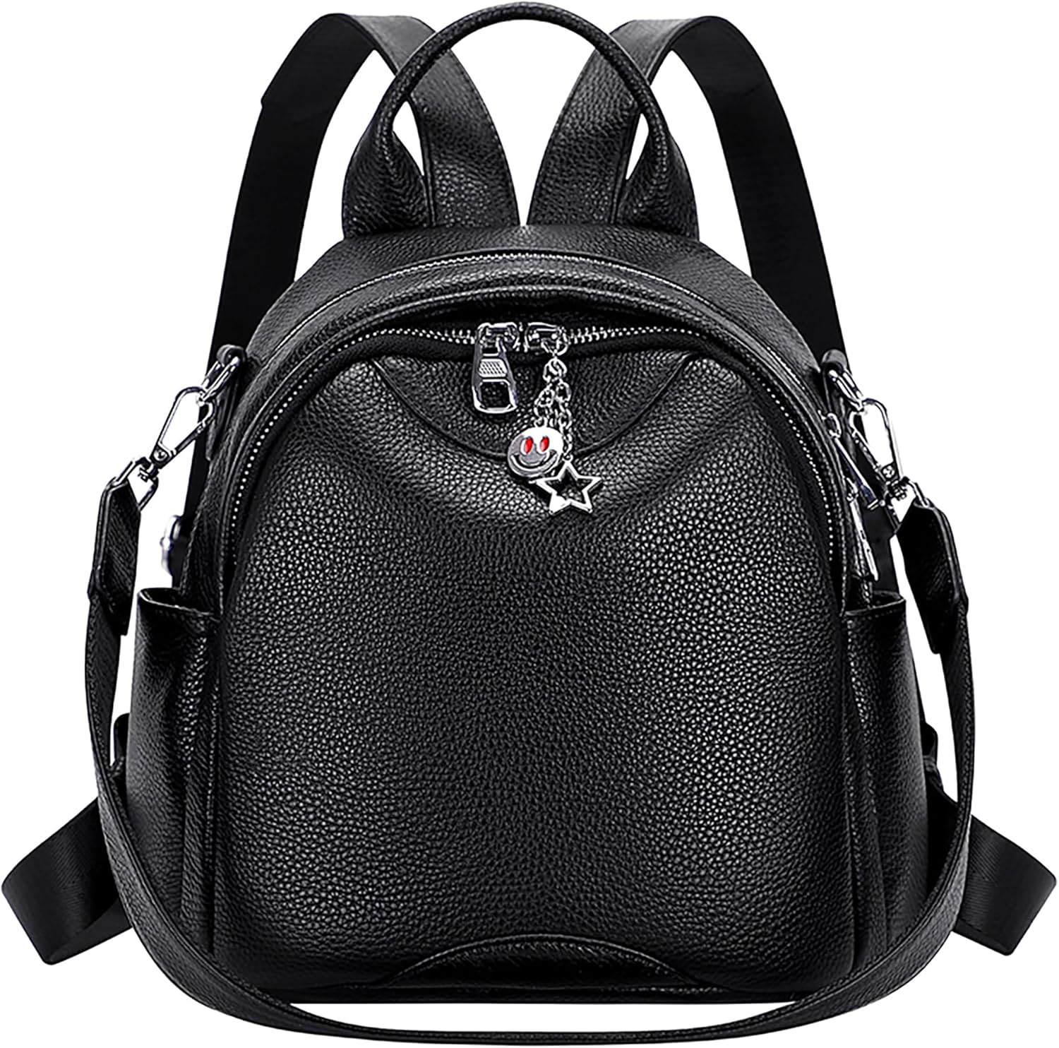 ALTOSY Yumuşak Hakiki Deri Kadın Sırt Çantası, Küçük Boy Dönüştürülebilir Sırt Çantası/Omuz Çantası (S97 Siyah)