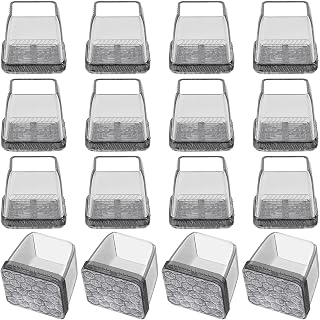 Floor Protectors for Furniture, 16 Pack Square Felt Pads for Chair Legs, TPR Furniture Leg Covers, for Meeting Rooms, Offices, Dormitories (S, Fit: 0.75"-0.98")