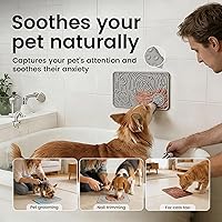 Vista 3 de OHMO Alfombrilla para lamer perros y gatos (9.8 x 5.9 pulgadas, ceniza + beige, 2 piezas) accesorios de enriquecimiento juguete estrella espacial