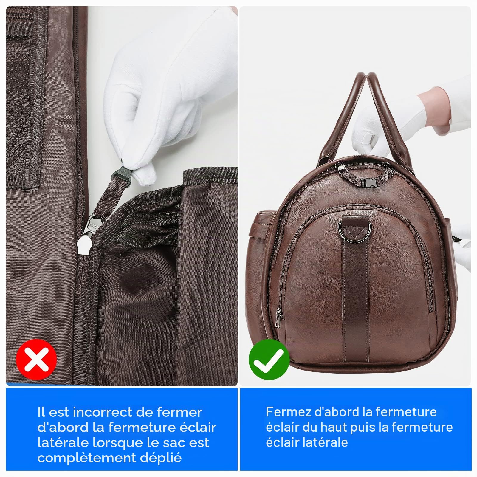Modoker Sac à vêtements Convertible en Cuir, Sac à vêtements pour Voyage, Sac de Voyage imperméable, Cadeau pour Homme, Femme, Affaires – 2 en 1 Valise à Suspendre, Costume, Sacs de Voyage, Marron