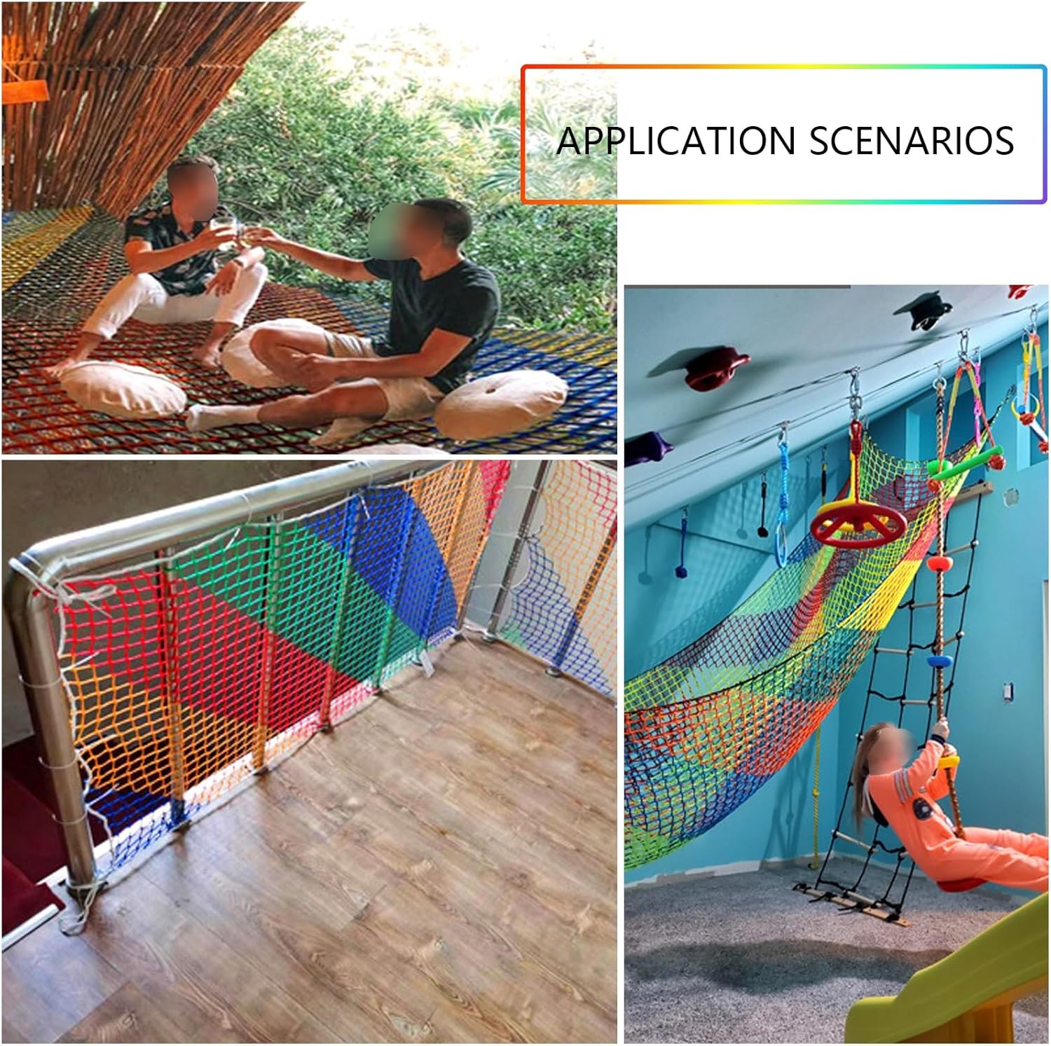 Colorful Woven Safety Net for Kids (1x10m/3x33ft) - Tear Resistant Jungle Netting, Customizable Outdoor Play Area Protection, Durable & Fun Playtime Solution
