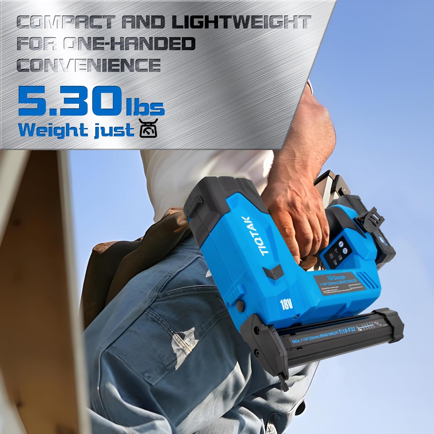 Brad Nailer Cordless, 18 GA Nail Gun Battery Powered, 3400 Nails per Charge, Super-long Runtime,Drives 3/8" to 1-1/4" Nails