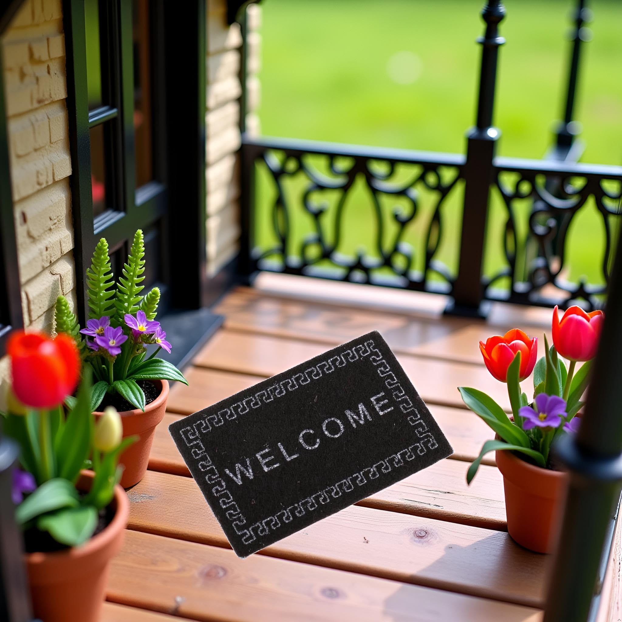 Black Doll House Miniature carpet WELCOME Mat Dollhouse Accessories Home & Living 1/12 Scale doormats Sturdy and Practical lovely - Image 4