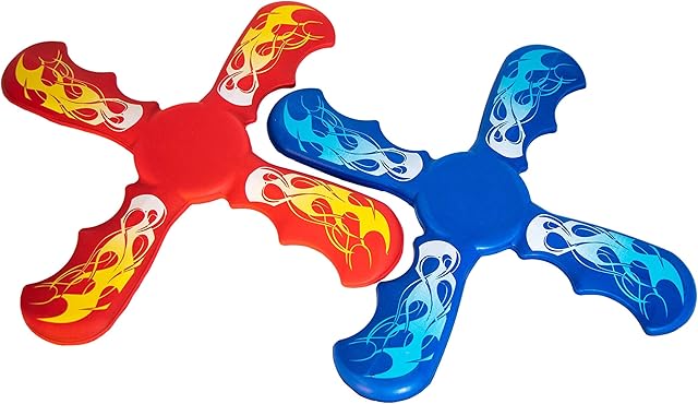 Rackrang Soft Foam Boomerang, 2 Piece Set with Red and Blue Boomerangs