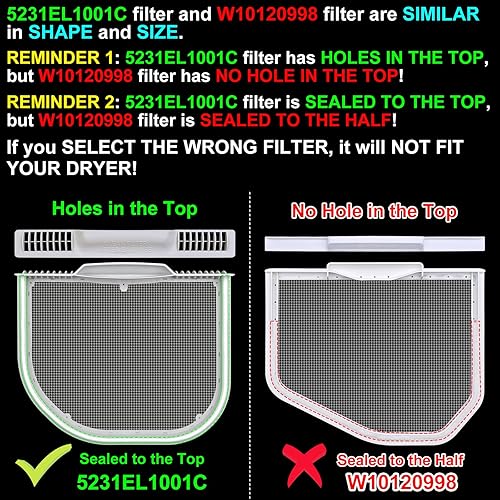 Miniatura 3 de 5231EL1001C - Filtro de pelusa de repuesto para secadoras LG y Kenmore, trampa de pantalla de pelusa para secadora ultra duradera, compatible con