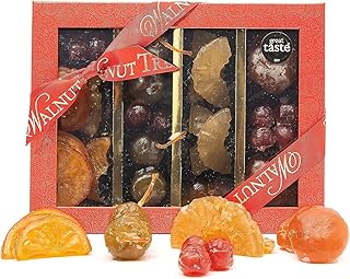 Walnut Tree | Glace Fruit Box Selection | Handpacked in the UK with Glace Mandarin, Glace Pineapple, Glace Apple, Glace Cherry, Glace Pear in a Traditional Festive Presentation Gifting Box | 430g pack